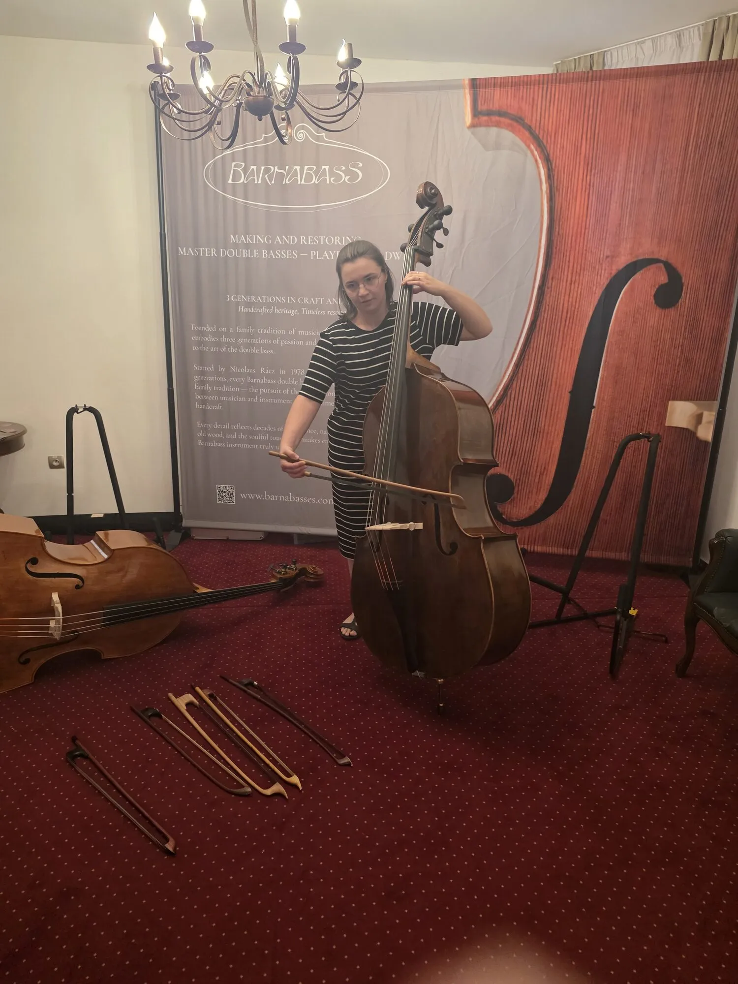 Helena Bor with a Barnabasses double bass